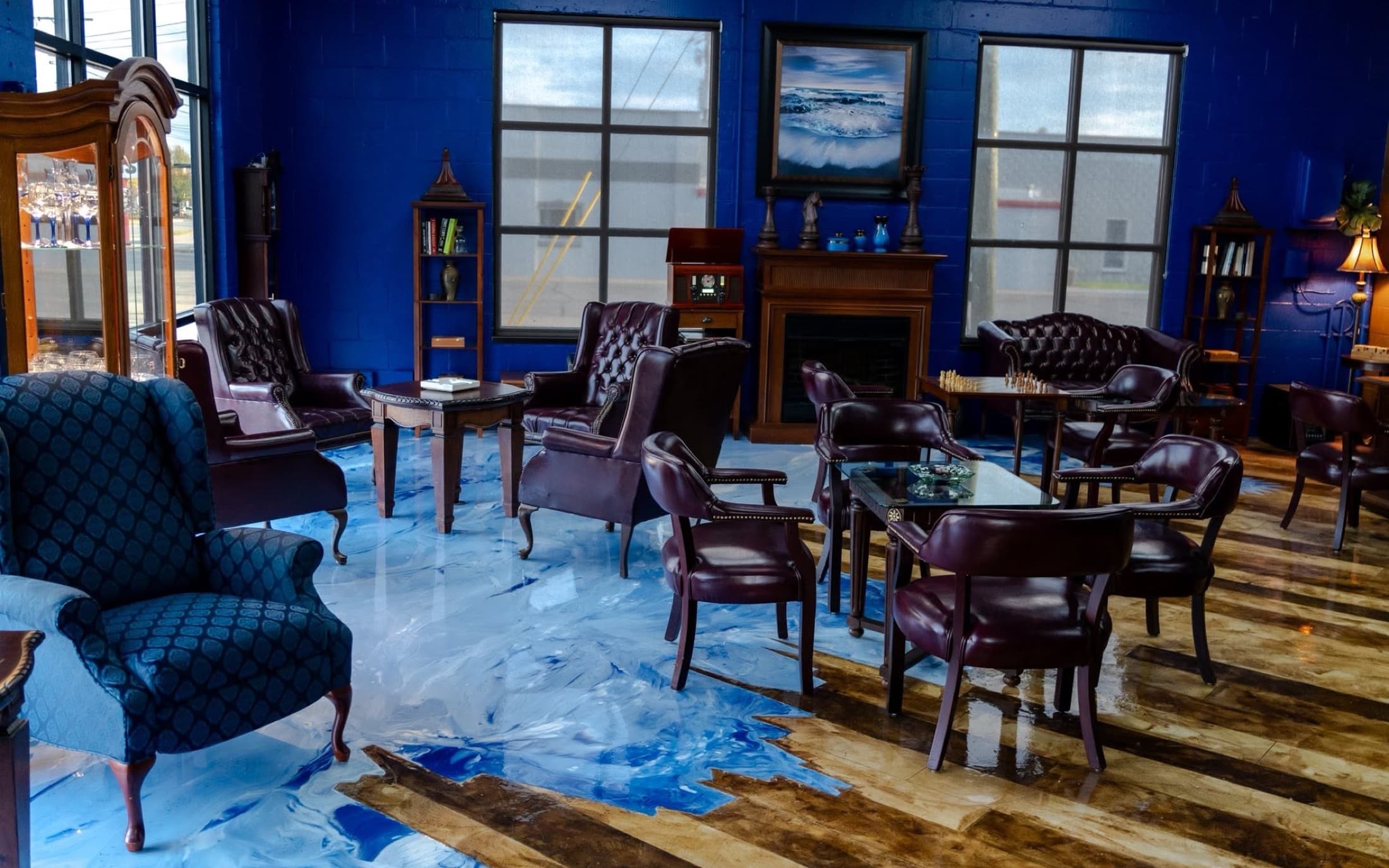 The Royal Room at The Bay with leather seating and lounge tables